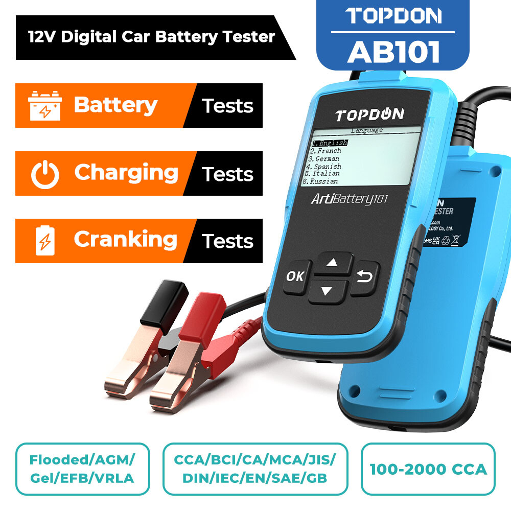 TOPDON AB101 Battery Tester Automotive Alternator Analyzer