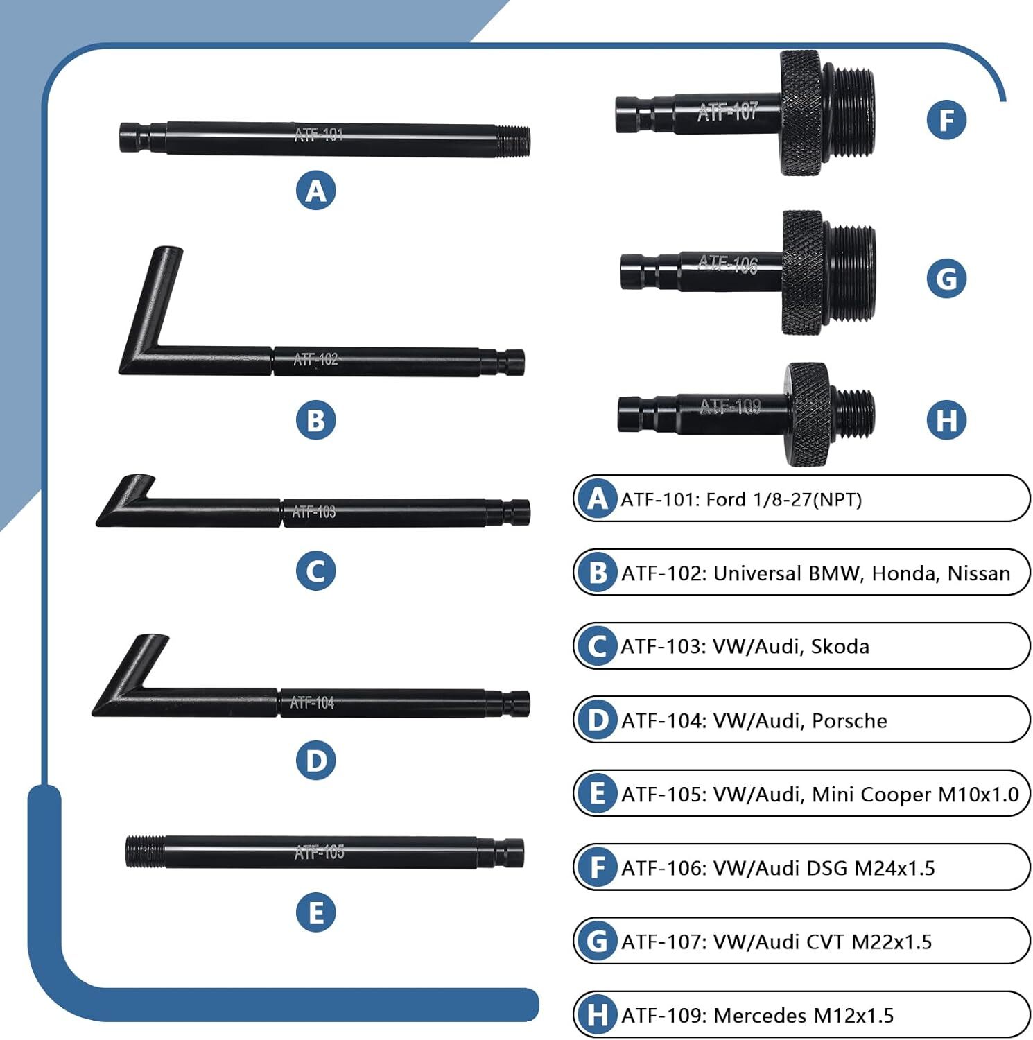 3L Transmission Oil Filling System Fluid Pump Manual Tool With 8pc ATF Adaptors
