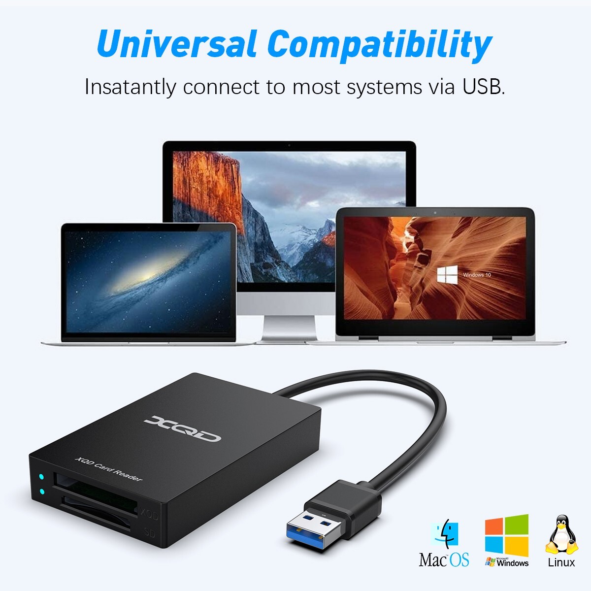XQD Card Reader, USB-A XQD SD Card Reader Sony XQD Reader 2 in 1 Memory Card