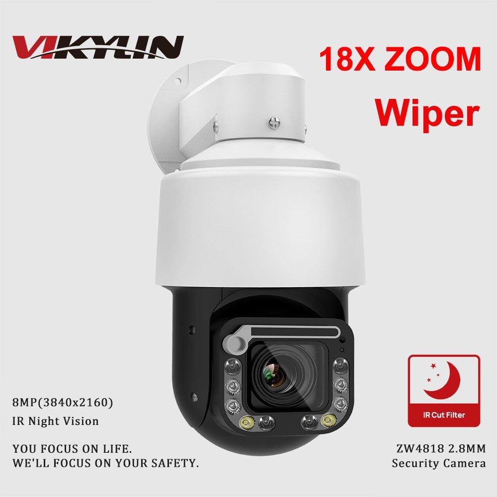 Vikylin 8MP 18X ZOOM PTZ Camera Human Auto Tarking MIC&Speaker Windshield Wiper