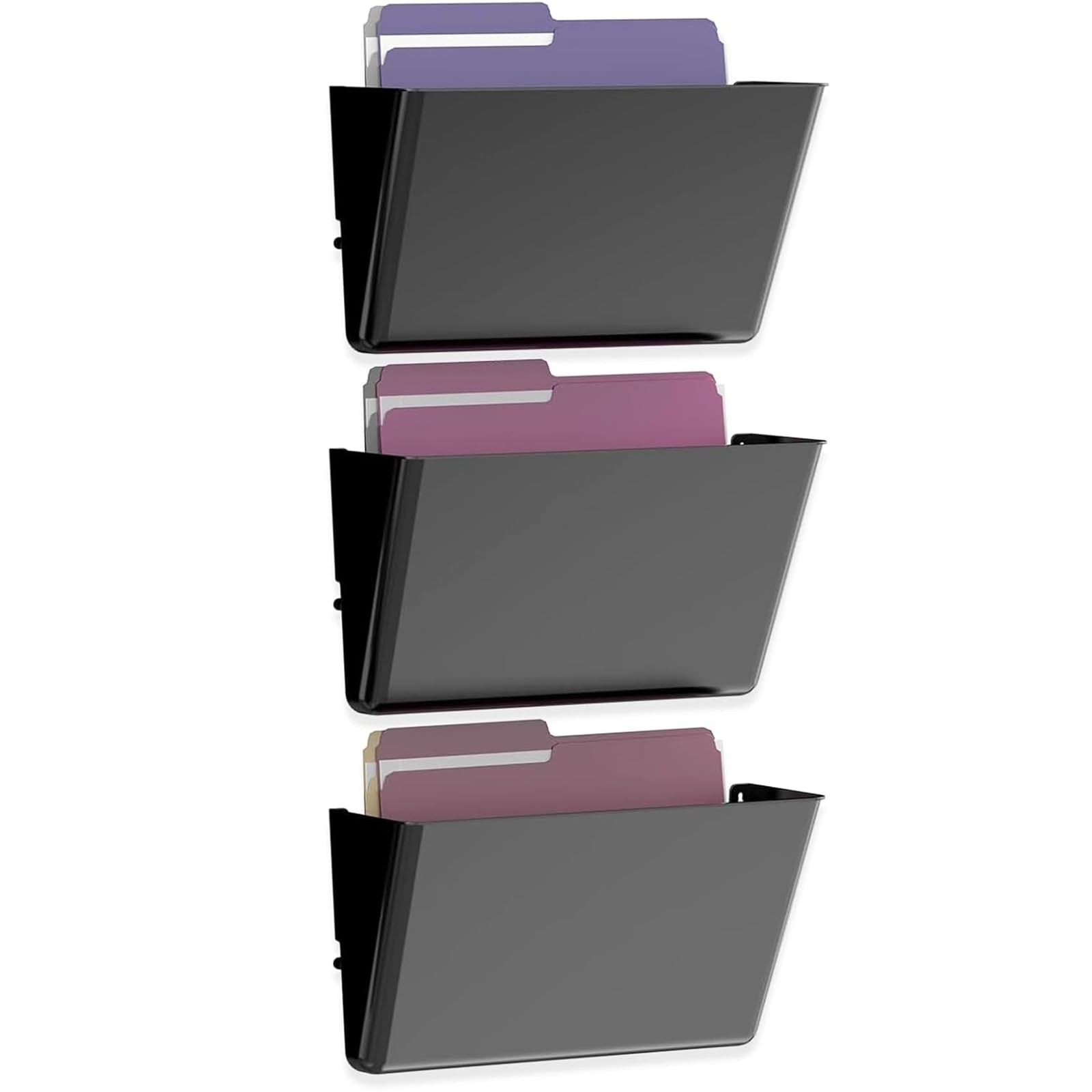 3 Pockets Acrylic Wall File Organizer Clear Plastic Hanging Holder Black Home