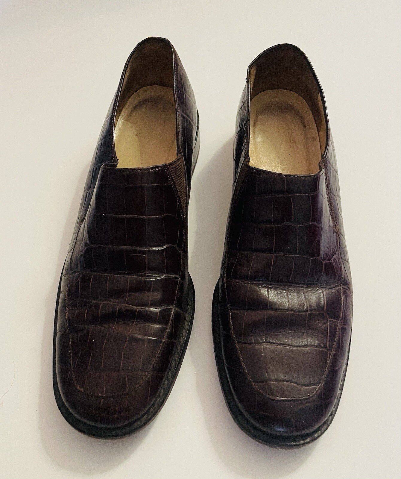 Ralph Lauren Women Brown Crocodile Alligator Spain Loafer Slip Sz 7.5B