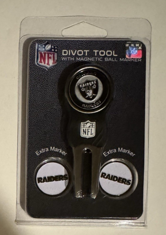 Oakland Raiders NFL Team Golf Divot Tool with 3 Magnetic Golf Ball Markers New