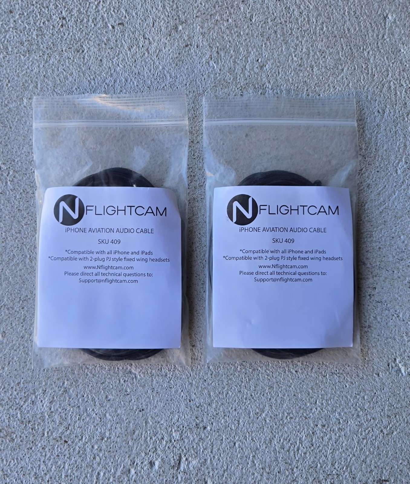 Nflightcam iPhone Aviation Audio  Cable, SKU 409, Pre-owned, *Lot Of 2*