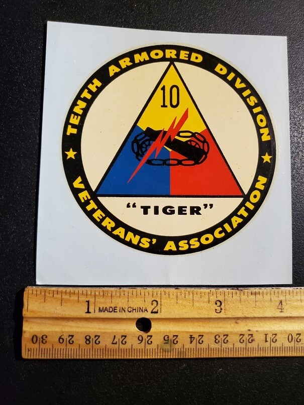 10th ARMORED DIV. VETERANS' ASSOCIATION "TIGER" DECAL