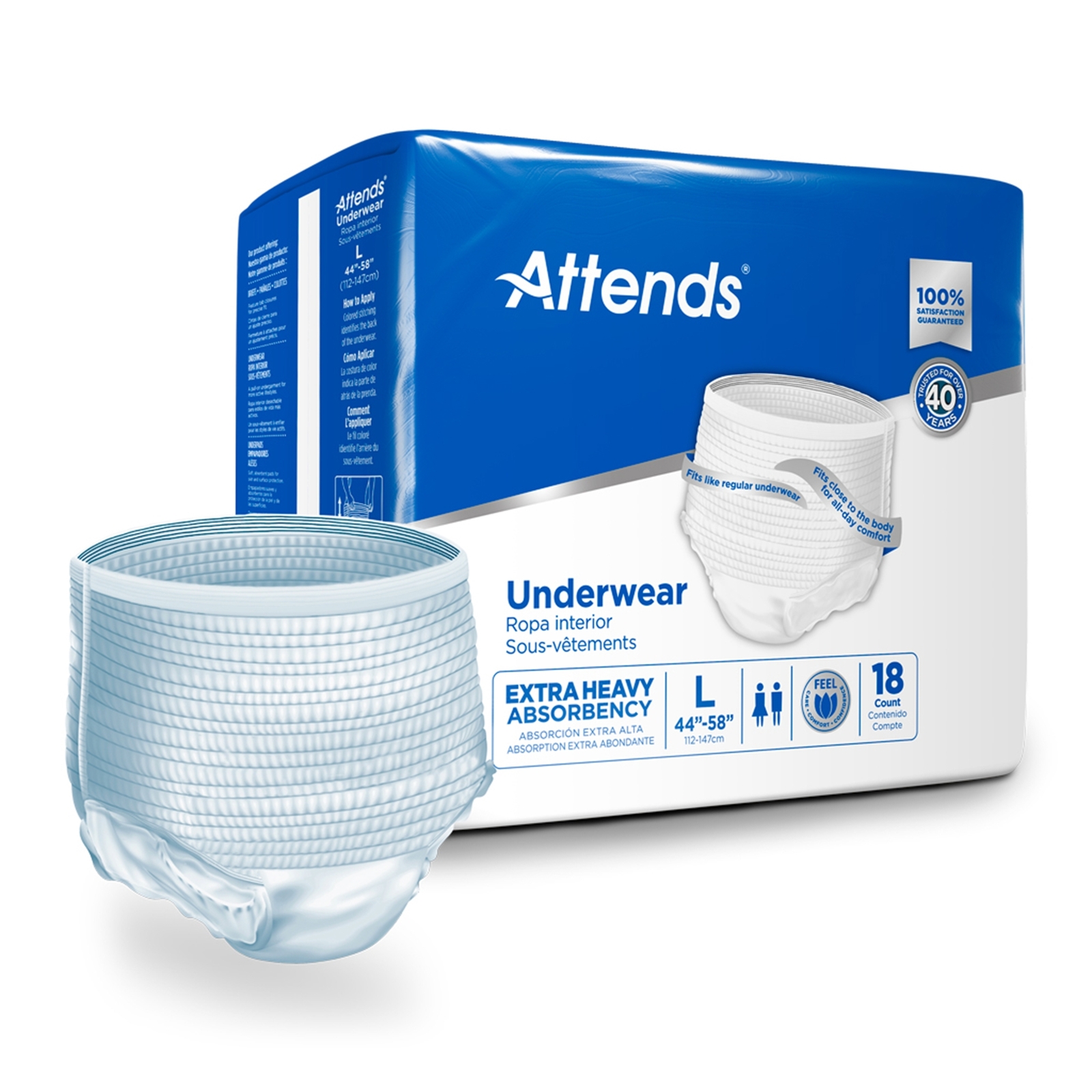 Attends Disposable Underwear Large Moderate 72 Ct