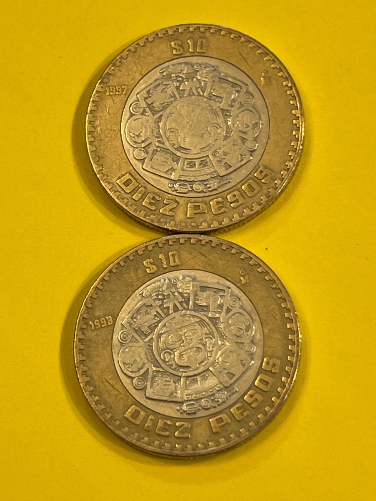 COIN MEXICO 1997-1998  10 PESOS FREE SHIPPING