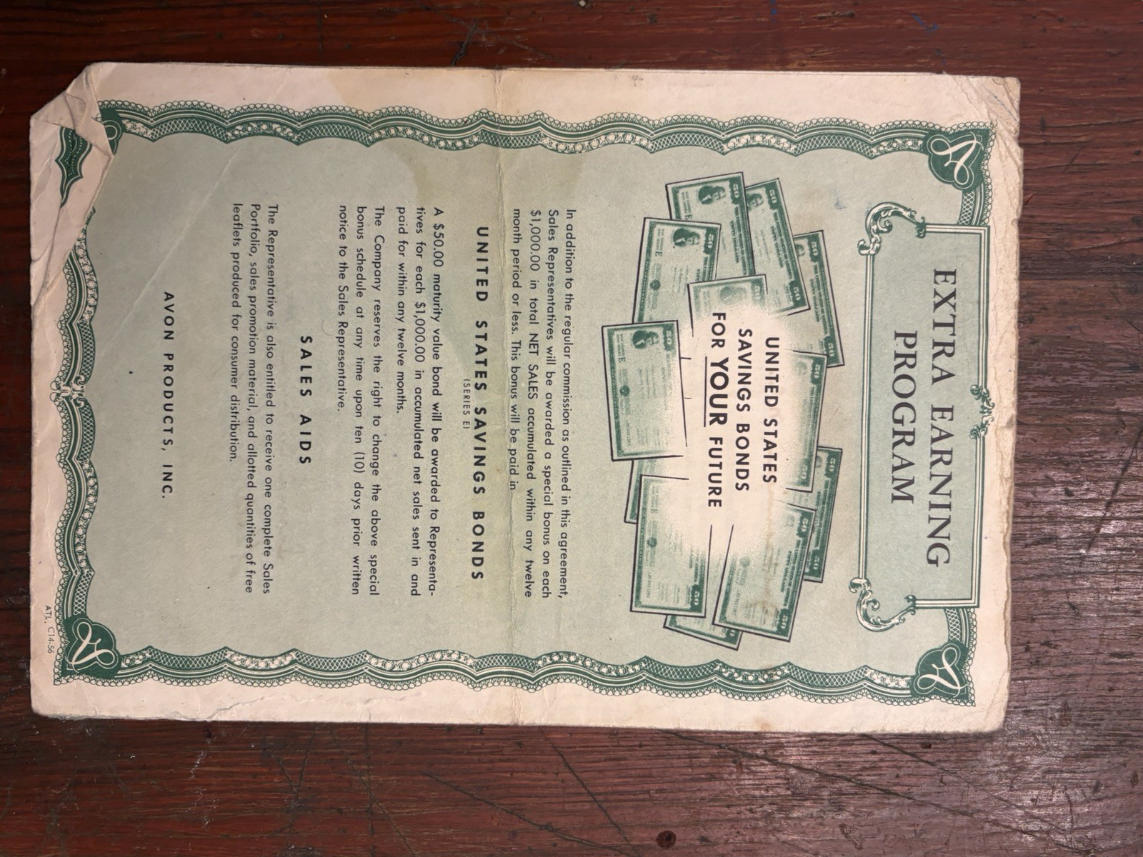 1958 AVON Sales Contract