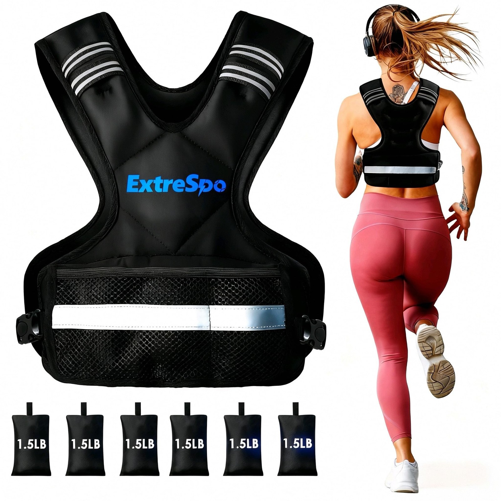 ExtreSpo Adjustable Weighted Vest for Women and Men, 4-10lb/11-20lb/20-32lb W...