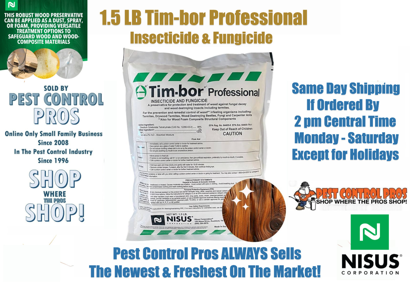 1 Bag Tim-bor Insecticide Fungicide Wood Preservative 1.5 LB termite beetle etc