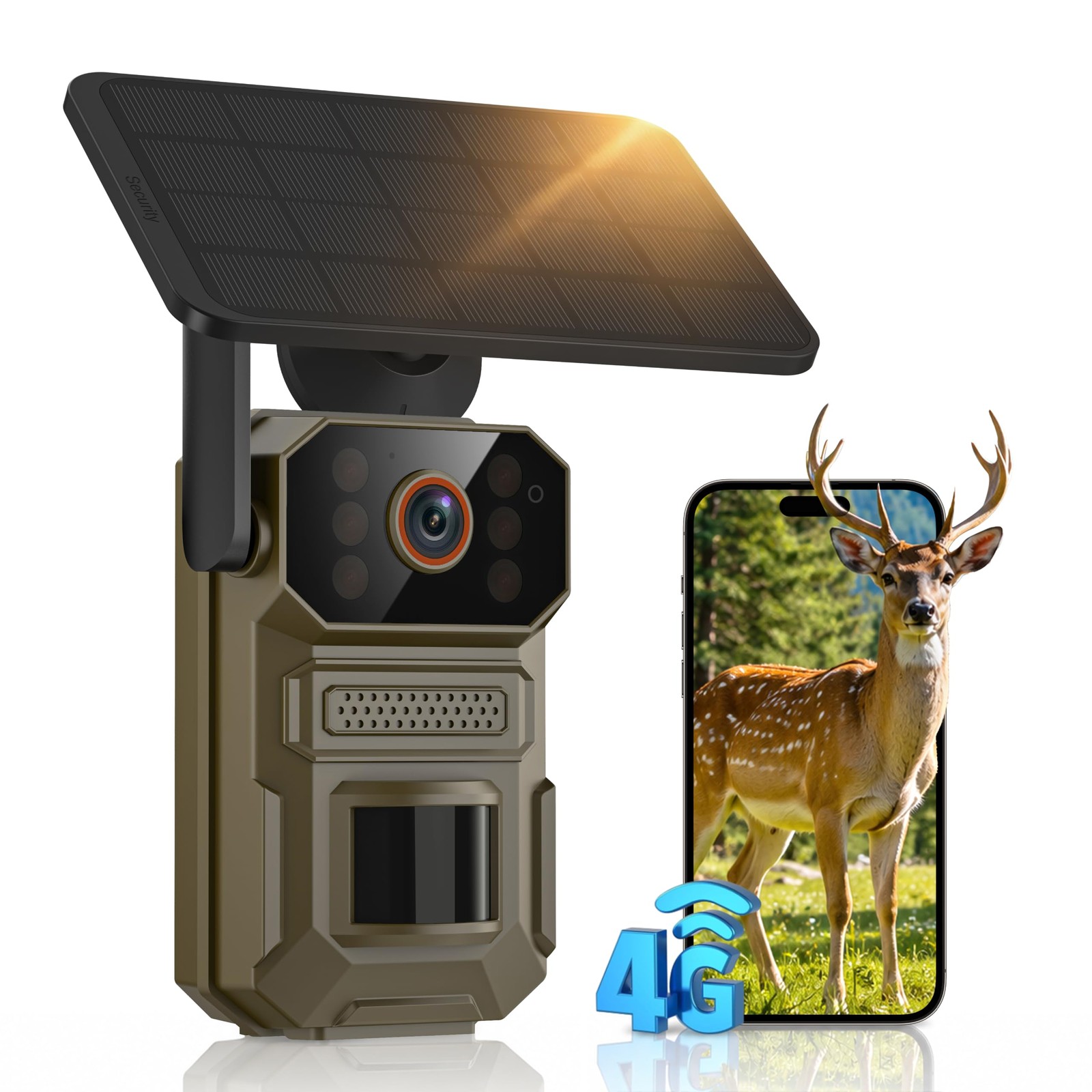 Mewlixora 4G LTE Cellular Trail Camera with Solar Panel, Night Vision, PIR...
