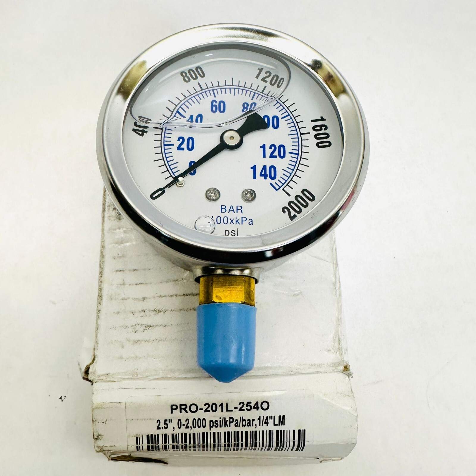 PRESSURE GAUGES PRO-201L-254O - 2.5", 0-2000PSI/KPA/BAR 1/4" LM