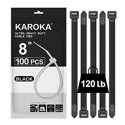 Zip Ties 8 inch Heavy Duty Zip Ties with 120 Pounds Tensile 8" 120lb (100 Pack)