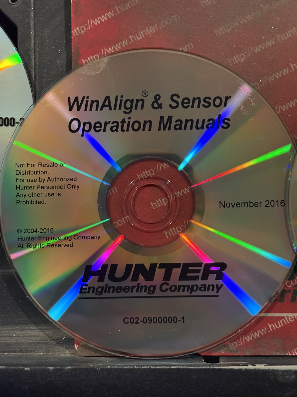 Hunter WinAlign 15.1.1 Software Disc Set Binder 2017-2018 Build 2980