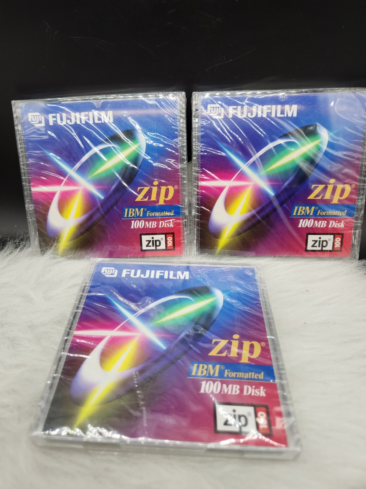 Lot of 3 Fuji Film 100MB Zip Disks For Iomega Sealed Formatted for IBM