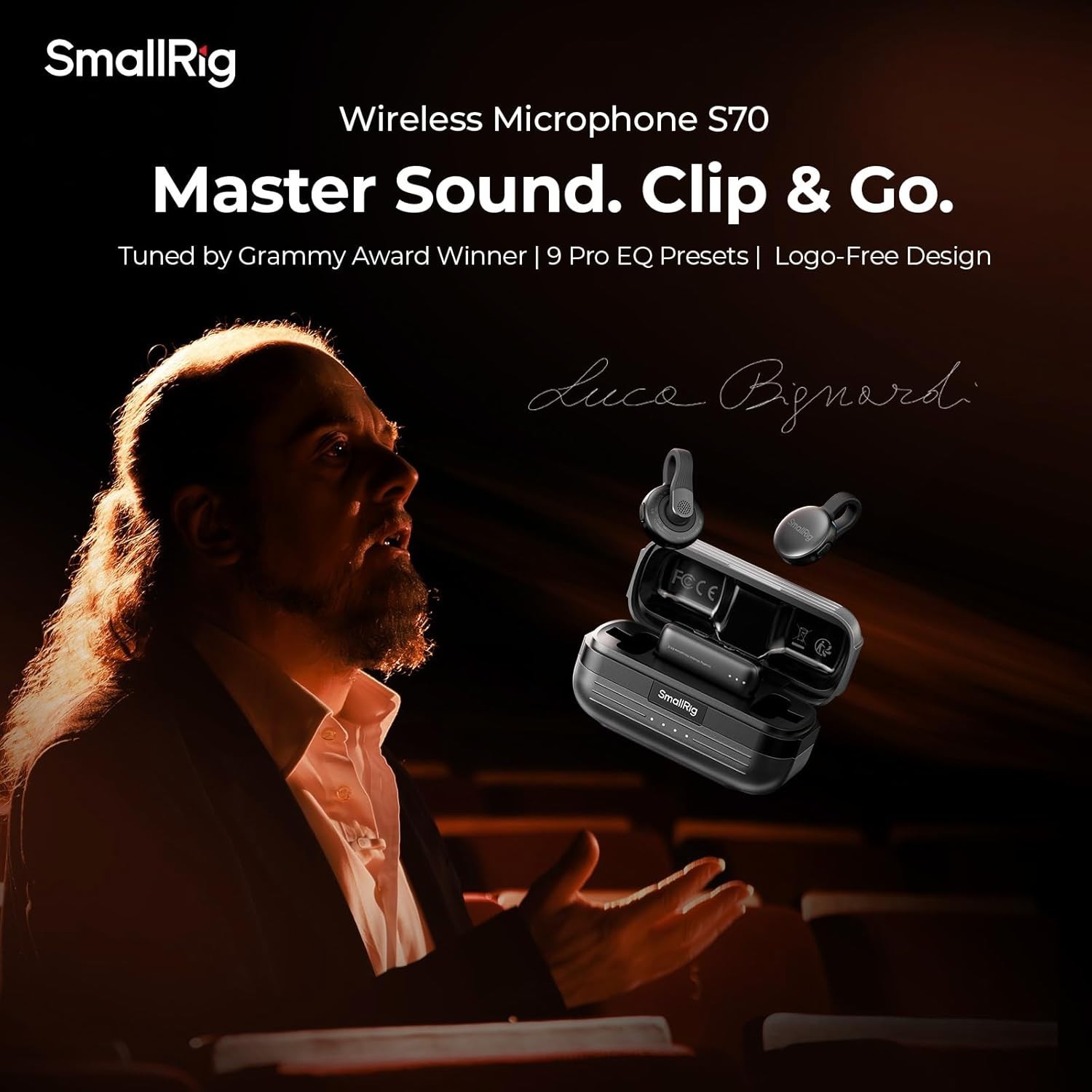 Wireless Mic S70-C2 2 TX + 1 RX + Charging Case, USB-C Compact Wireless Micro...