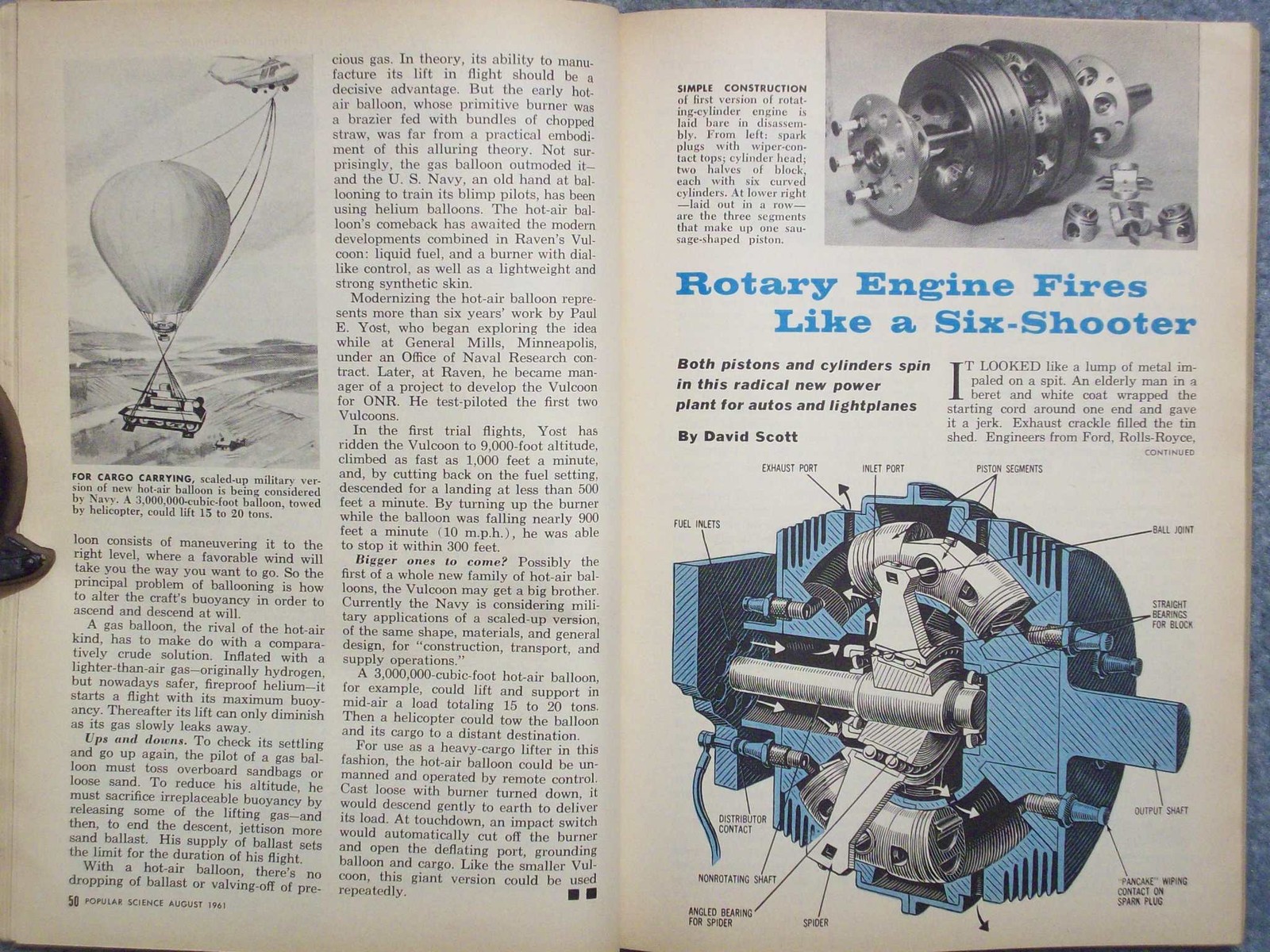 1961 POPULAR SCIENCE AUGUST VOL 179 NO 2 SECRET SERVICE GAS FLAME LIFTS HOT AIR