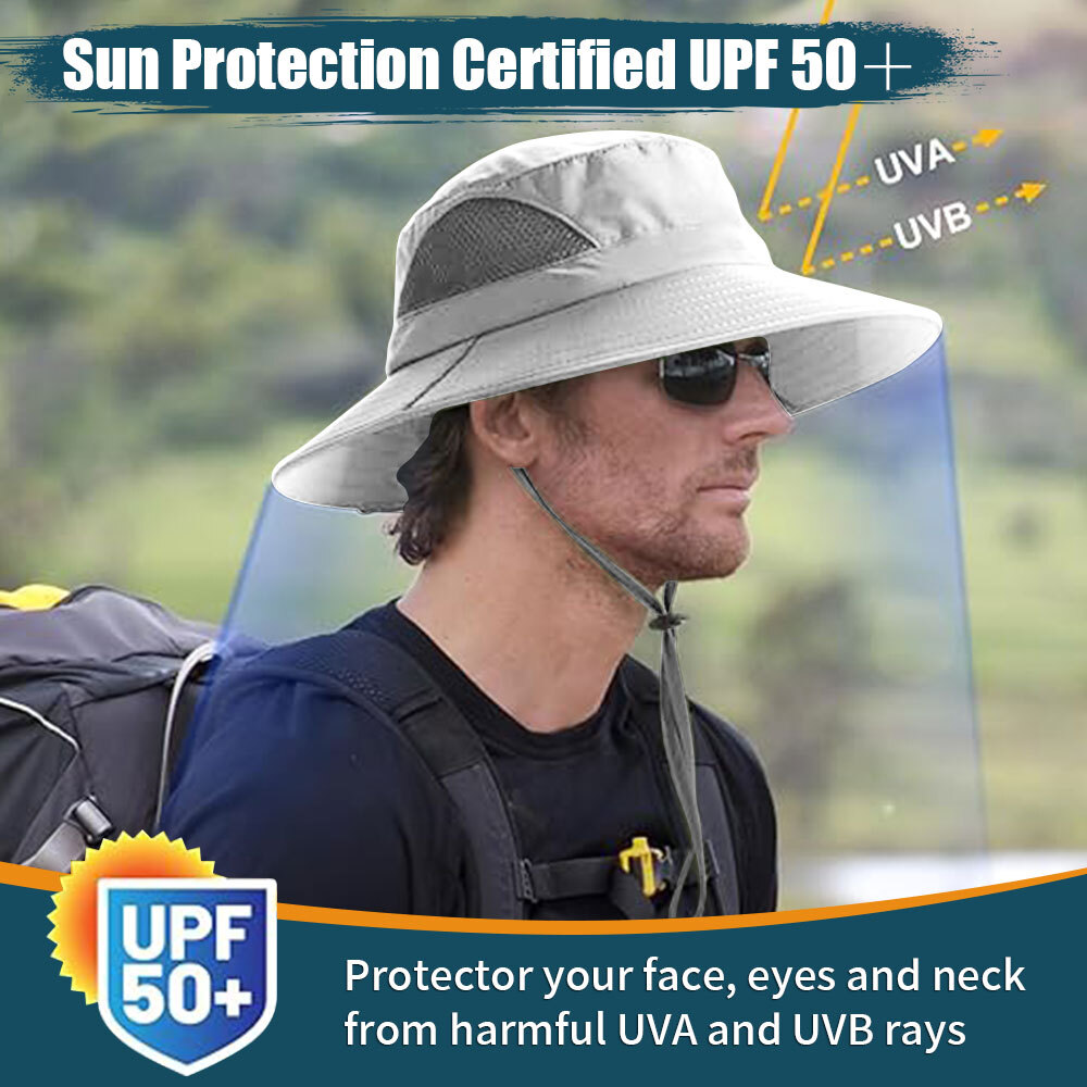 Unisex Bonnie Bucket Hat Wide Brim Breathable Sun Mesh Cap UV Protection Outdoor
