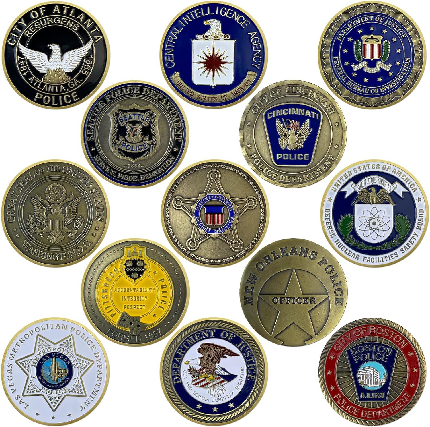 13Pcs Police Challenge Coins Lot Law Enforcement Officer St. Michael Medal Coin