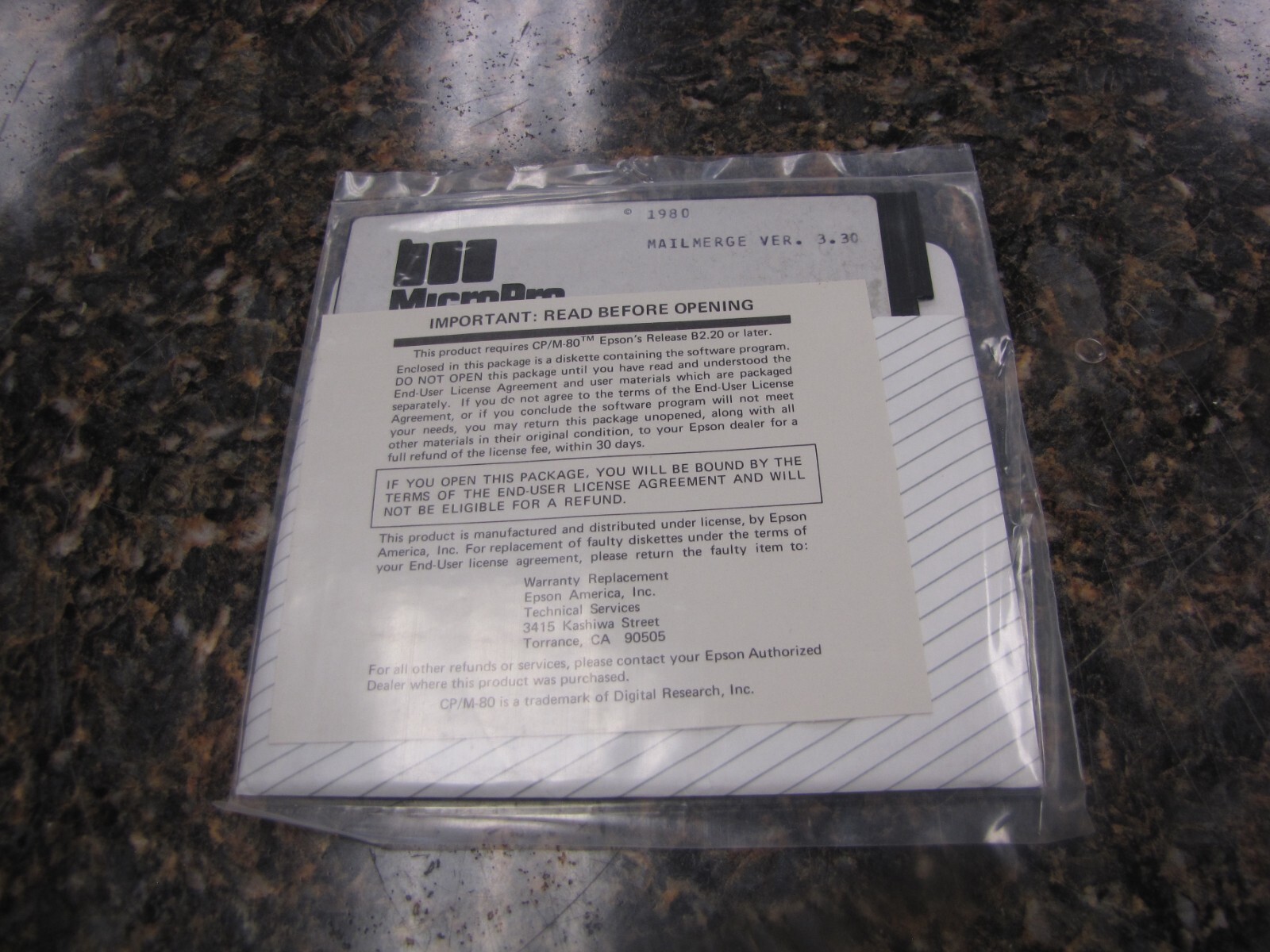 Vintage MicroPro Mailmerge Ver. 3.30 Floppy Disk 5.25" - New Sealed - DT46