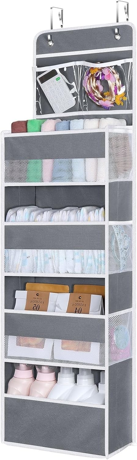 Over The Door Organizer 5 Shelf Door Hanging Organizer Nursery Door Storage W/ 4