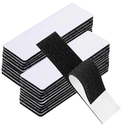 20 Sets Heavy Duty Hook & Loop Adhesive Strips 1x4” Black Sticky Back Fastener