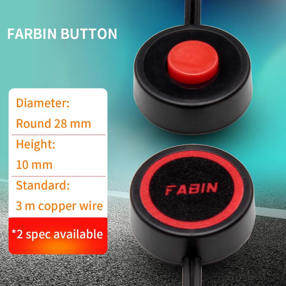FARBIN Air Horn Button, Round Red Cap Switch, 12V/24V, Spot Button