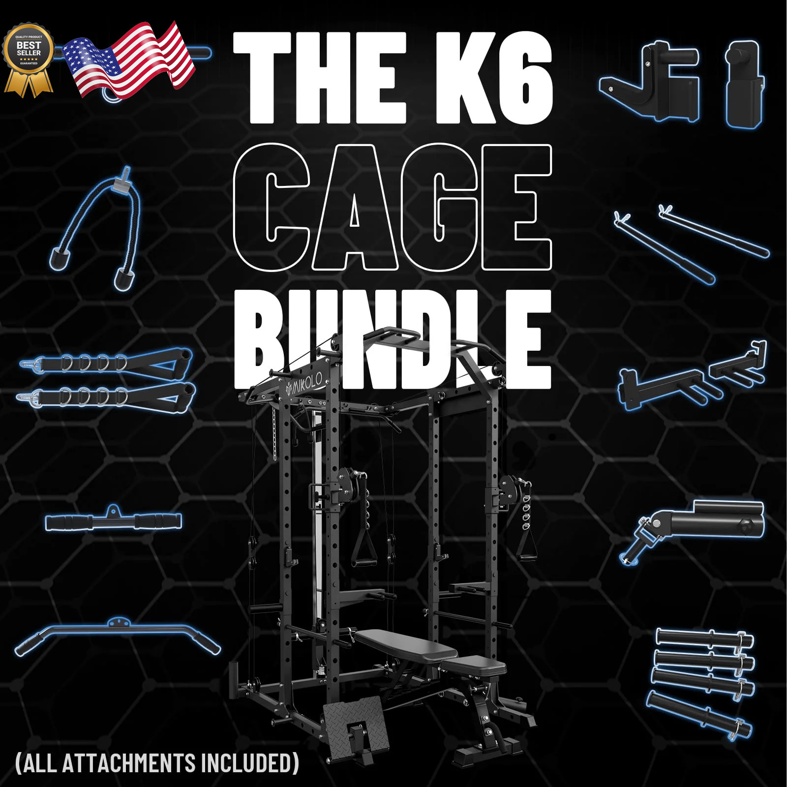 Power Rack Cage Weight Rack with Cable Crossover Machine,Multi-Function