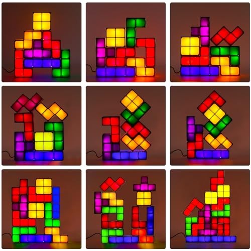 Tangram Stackable Night Light, LED 7 Colors Induction Interlocking Desk Plug