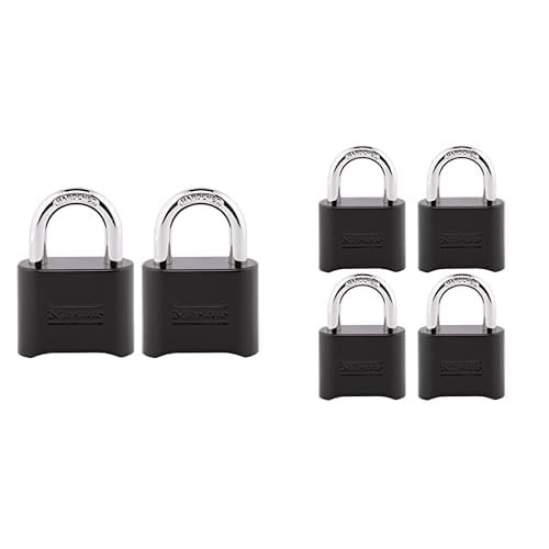 Bundle of Master Lock Combination Padlock, Set Your Own Combo, Weather Black