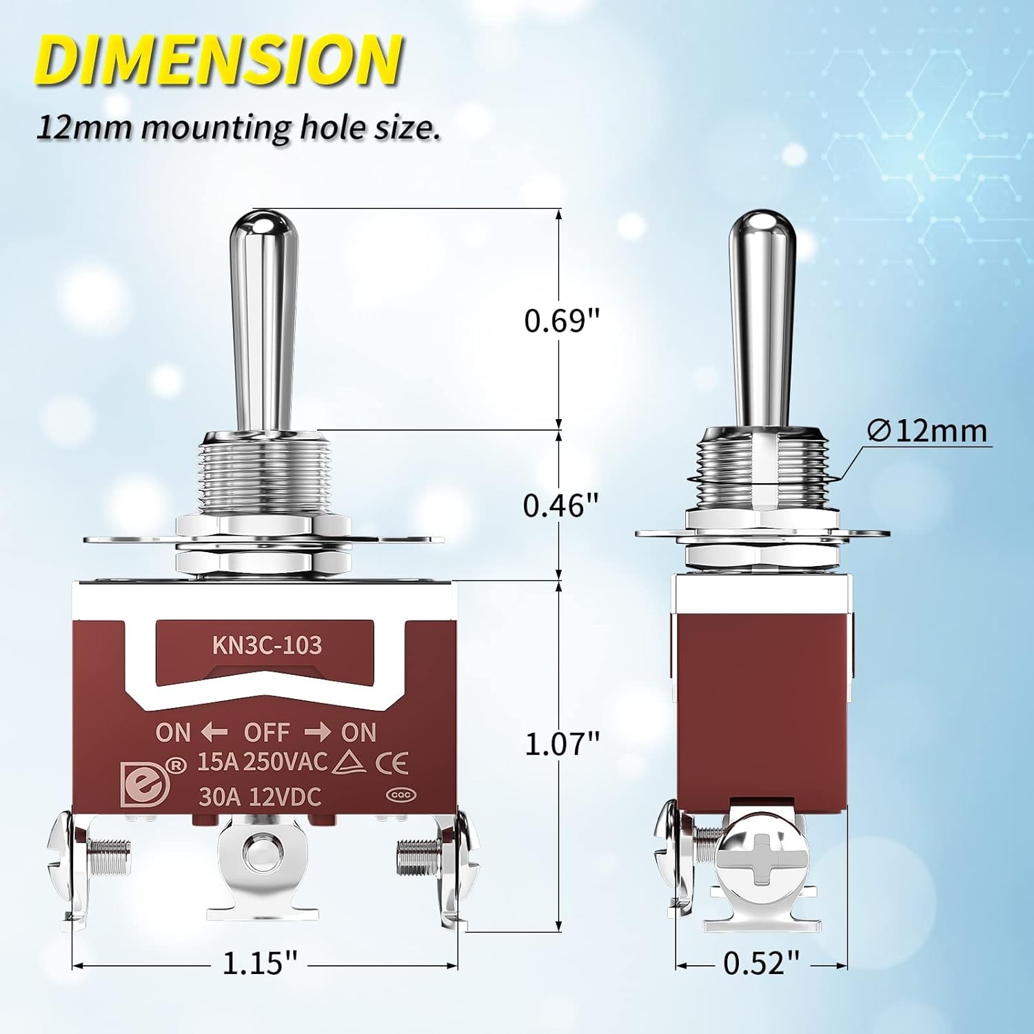3 Pack 12V SPDT Waterproof Toggle Switch