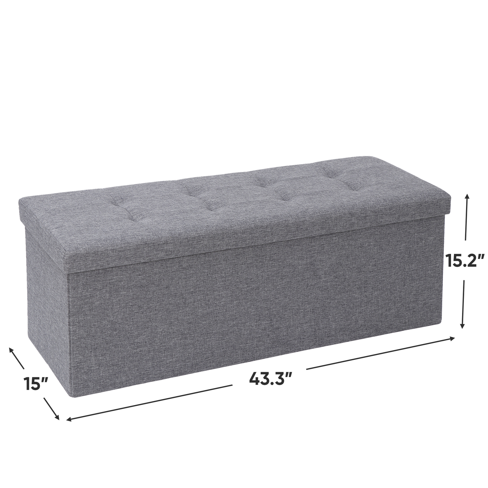 Folding Ottoman Bench Storage Box Seat FootStool W/Lid for Living Room 43"