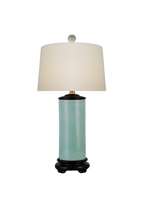 Cute Embossed Style Green Porcelain Table Lamp 21"