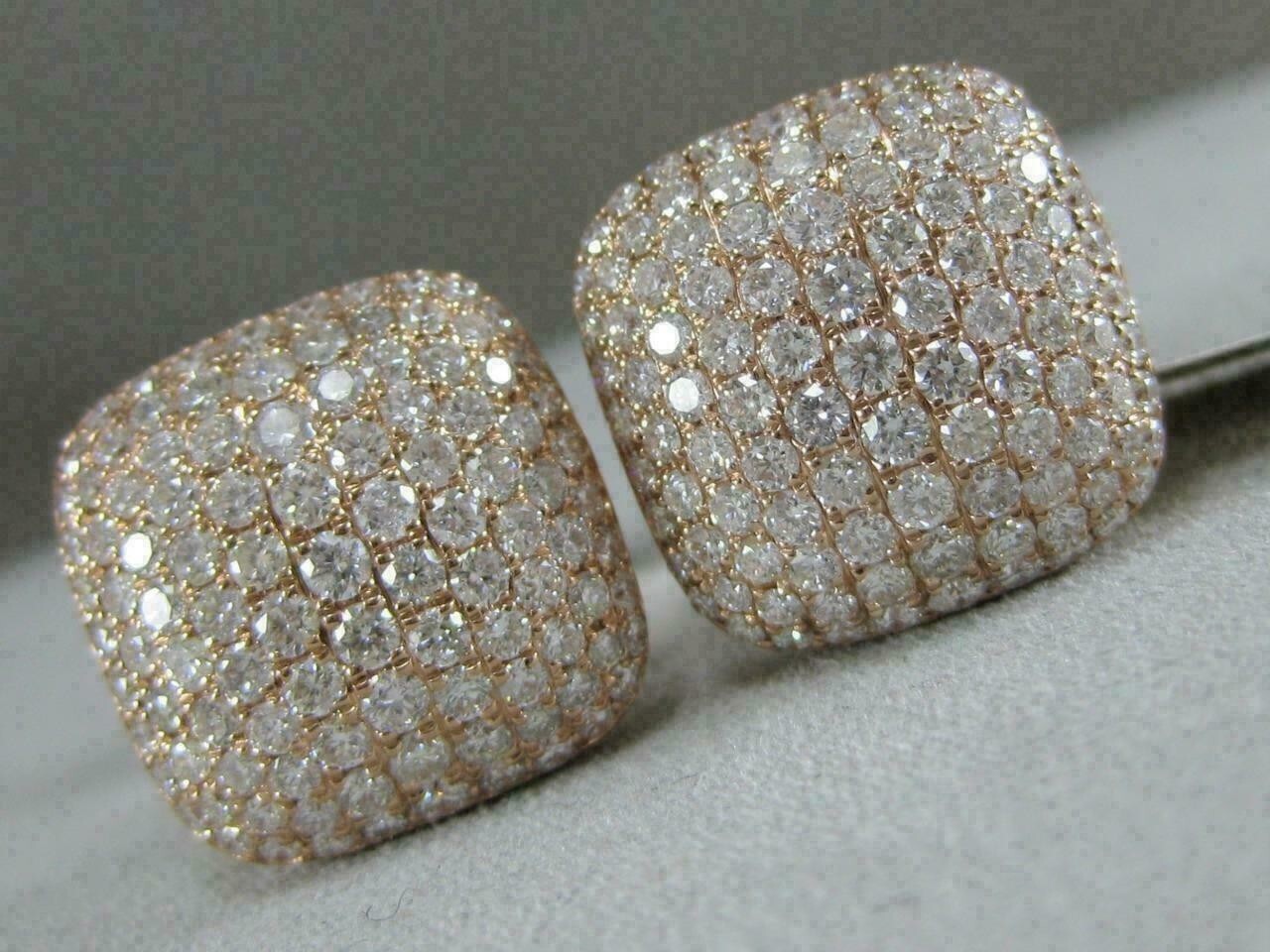 14K Rose Gold Plated Round Cut 3.00 Ct Lab Created Cluster Men's Stud Earrings