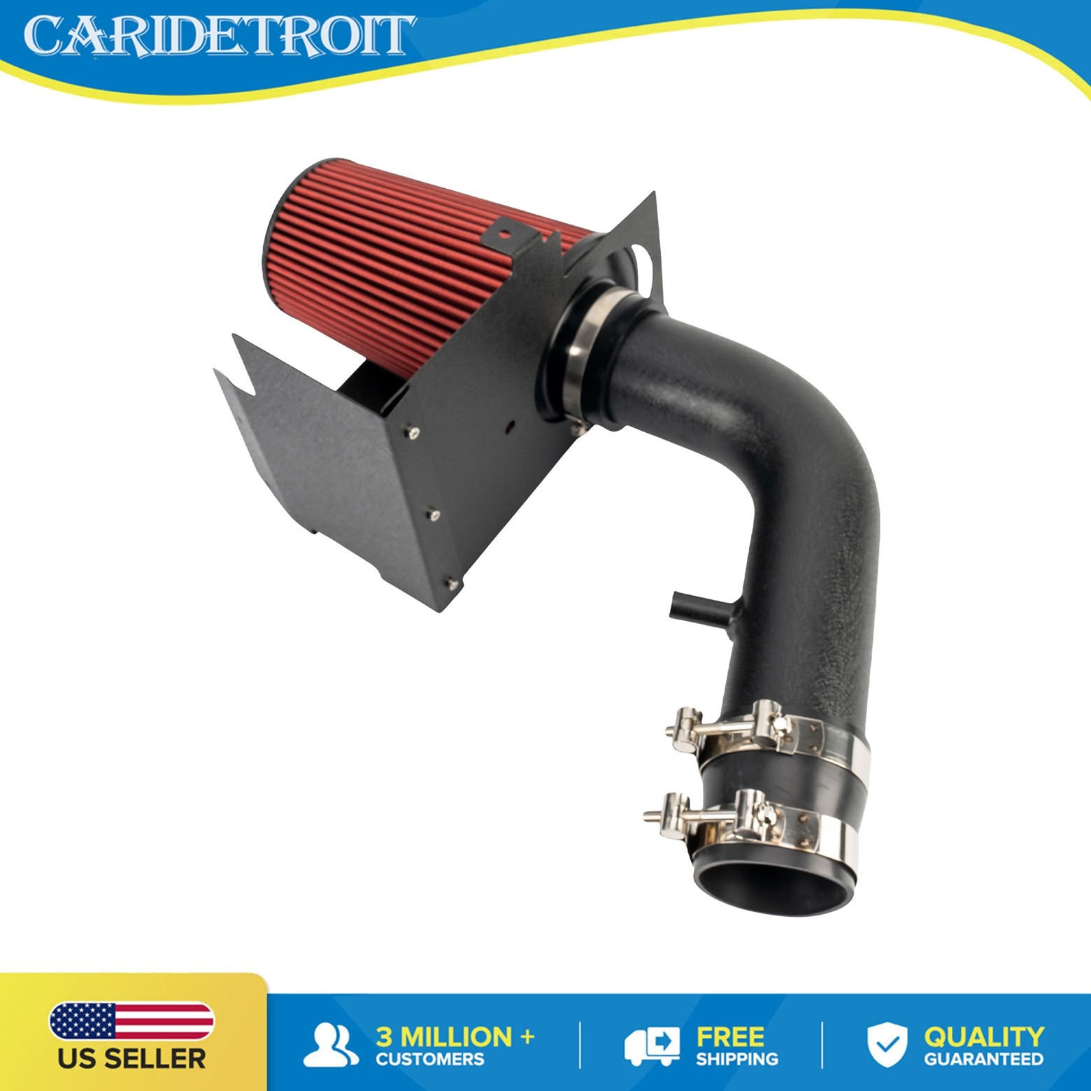 3in Cold Air Intake Kit w/ Heat Shield For Jeep 2007-2011 Wrangler 3.8L