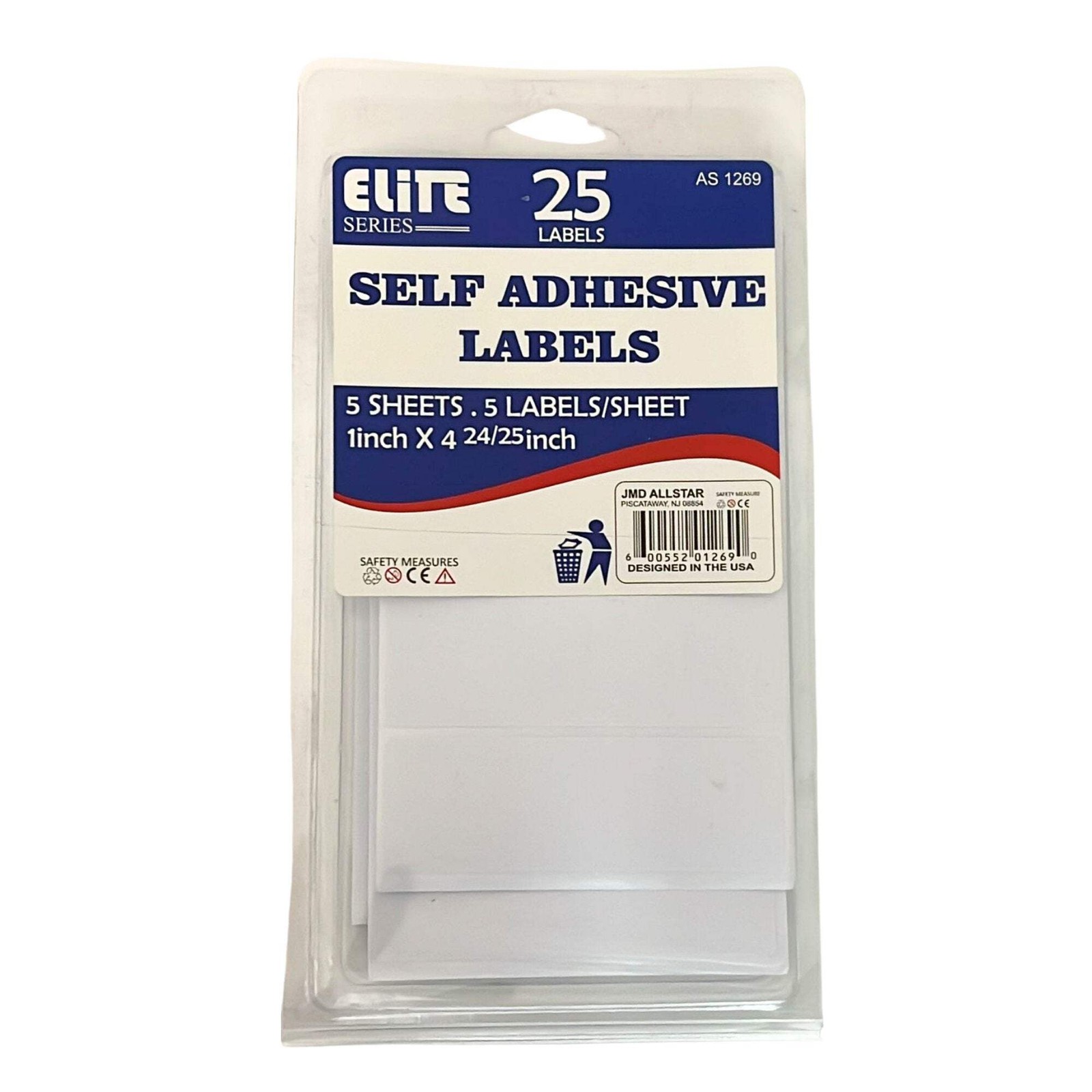 1" x 4.24"Self Adhesive Labels: 25 Pack