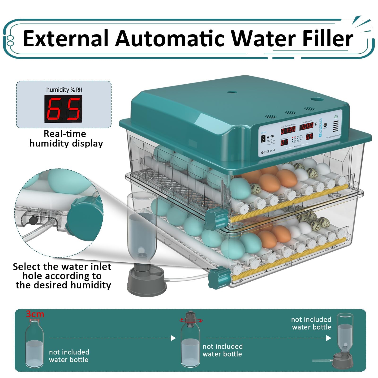 Chalixion Incubators for Hatching Eggs 120, Chicken Egg Incubator with...