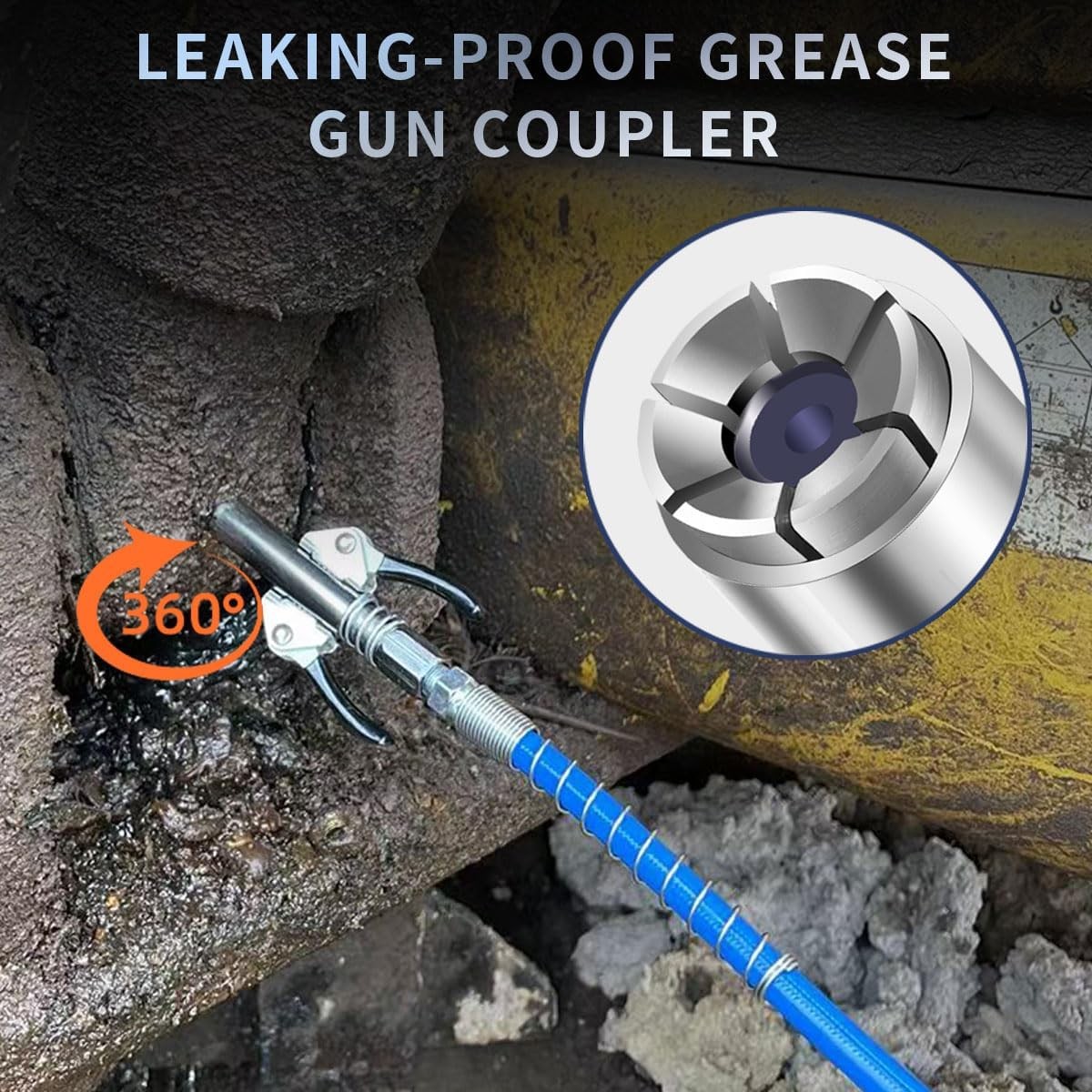Grease Gun Coupler Double Handle, High Pressure, Quick Release Lock Oil Nozzles
