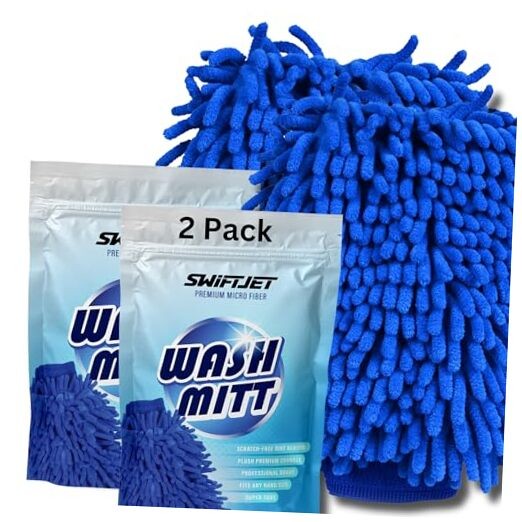 Ultra Plush Microfiber Car Wash Mitt - Scratch-Free, Lint-Free, 2 Pack Blue