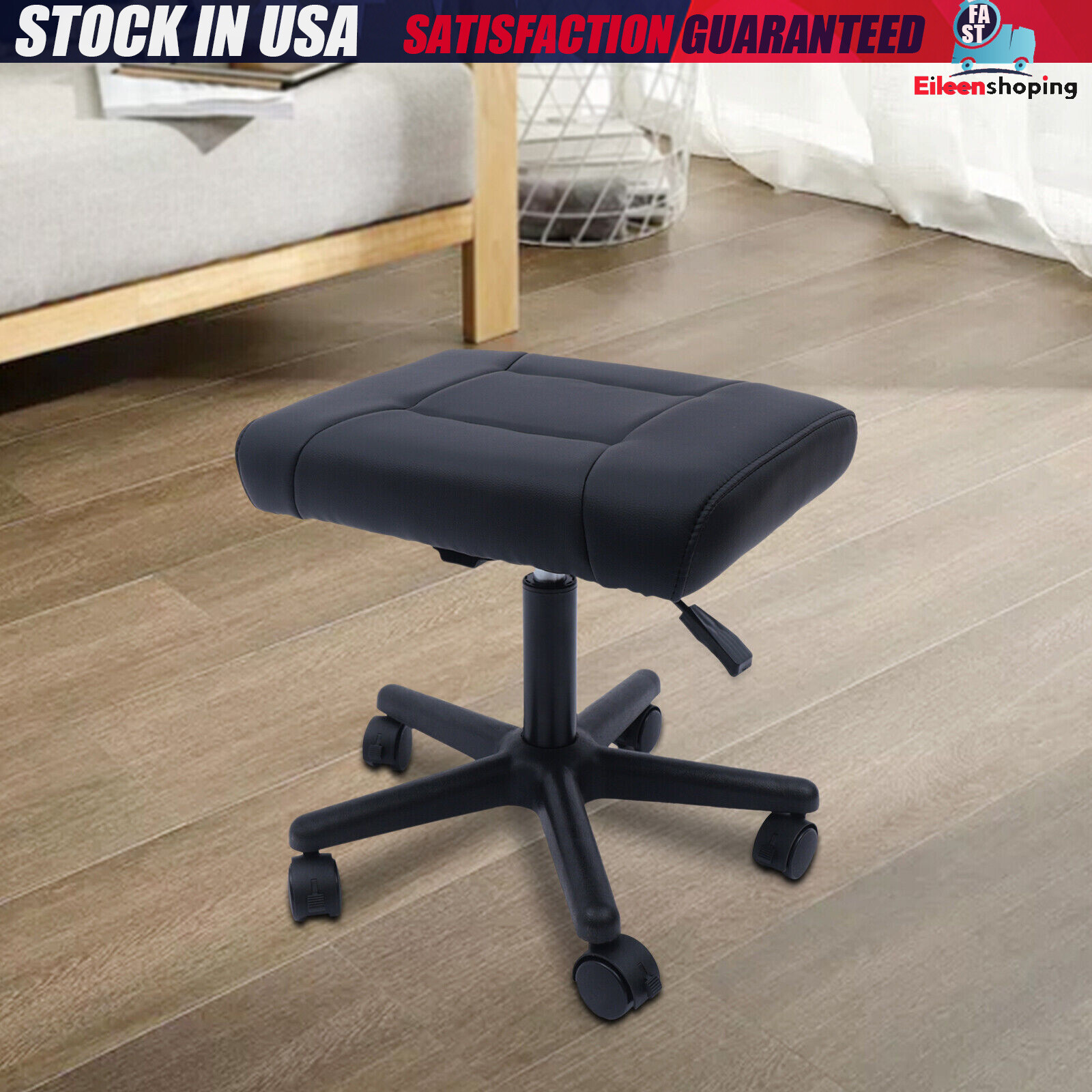 Office Foot Stool with Wheels, Height Adjustable Rolling Leg Rest Adjustable
