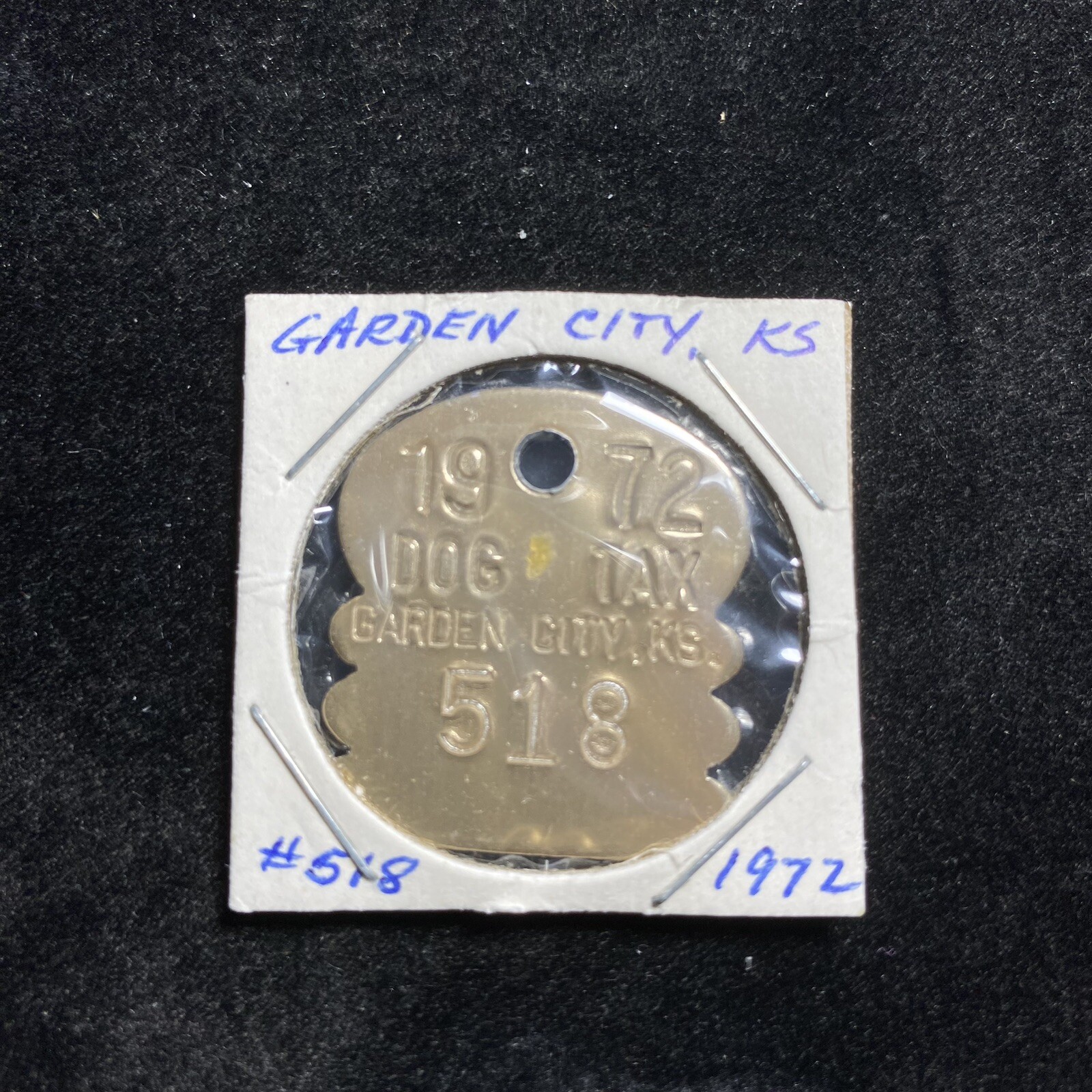 1972 Garden City KS Dog Tax Tag #518. Our C903