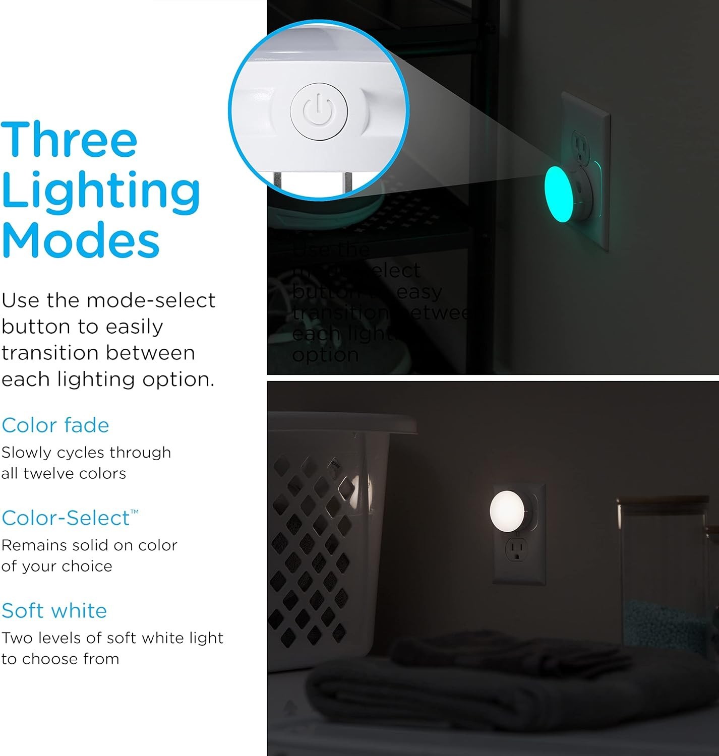 Color Changing Mini LED Night Light, Plug-in, Dusk to Dawn Sensor, Compact, 3...