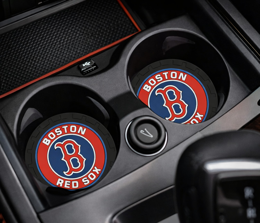 2PCS Red Sox Car Cup Holder Coasters, Non-Slip Drink Mats for Boston Fans Gifts