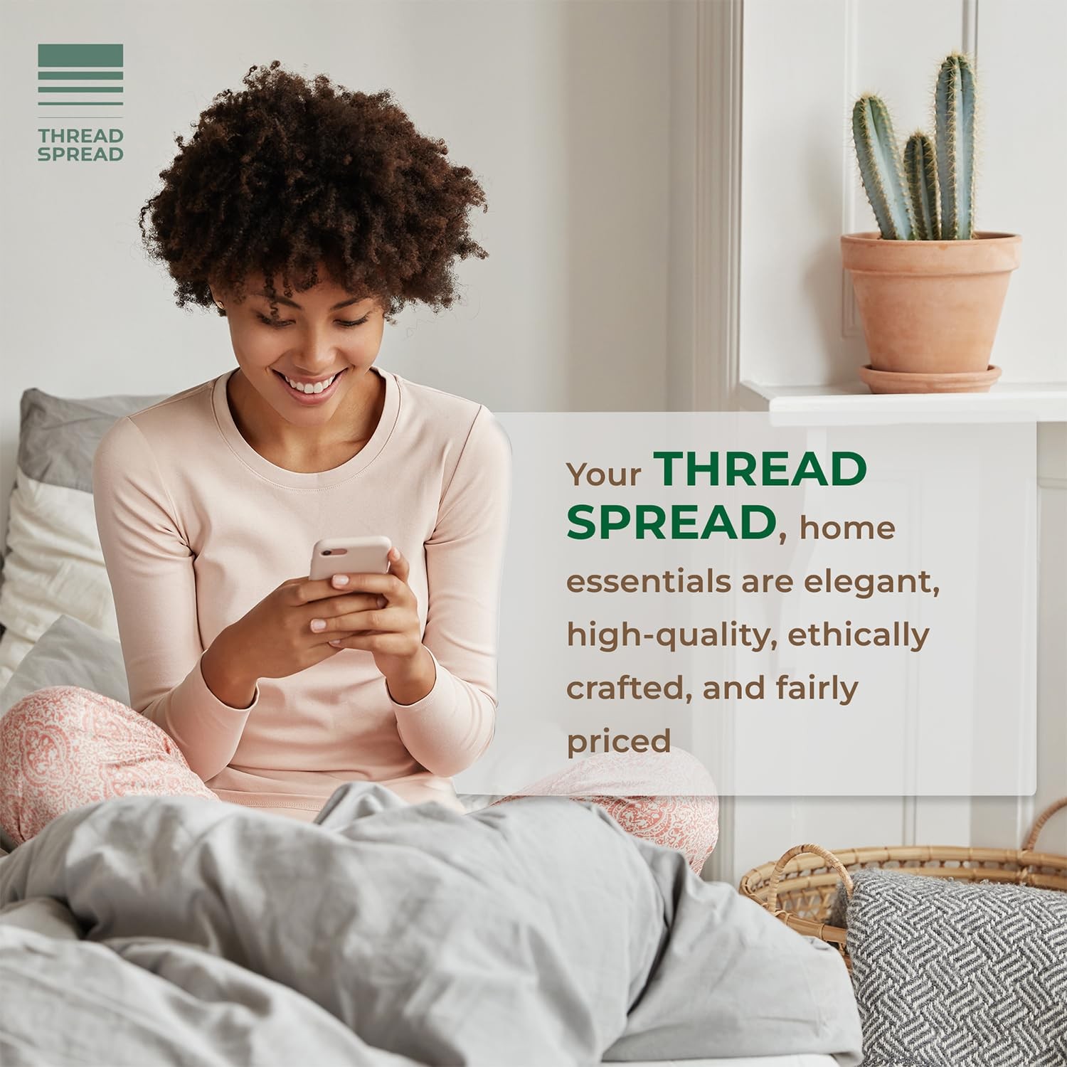 THREAD SPREAD 100% Organic Cotton Sheets - Organic Cotton Percale Weave Sheet Se