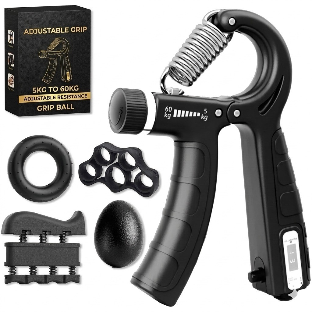 Hand Grip Strengthener Set Adjustable 5 in 1 Forearm Wrist Finger ExerciserBlack