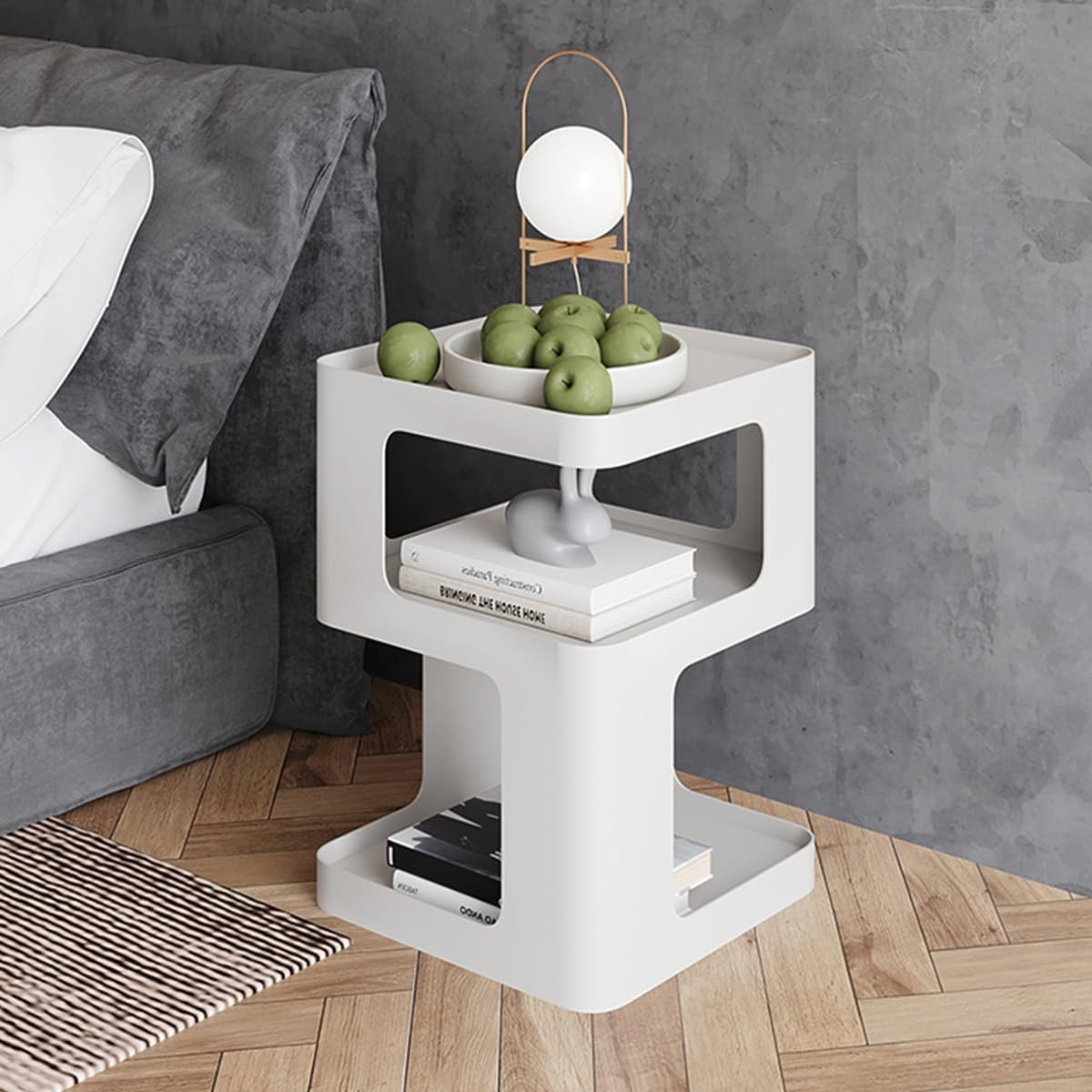 Modern Metal Side Table with Storage,Small End Table for Sofa & Couch,3-Tier Com