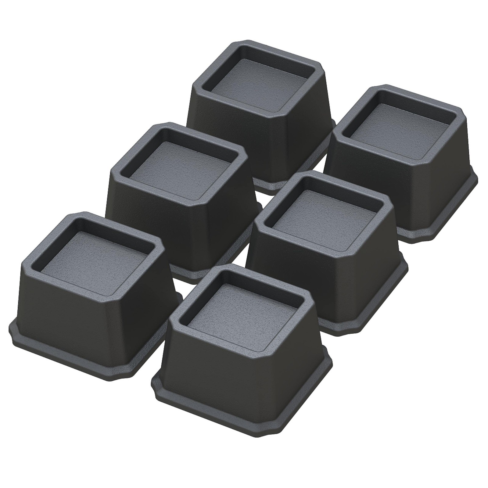Bed Risers 2 Inch Heavy Duty Elevators Set 6 Lifts 2000 lbs Furniture Black