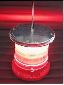 Pro Marine Solar Warning Light - RED LED Marine Dock Barge Safety Beacon Light