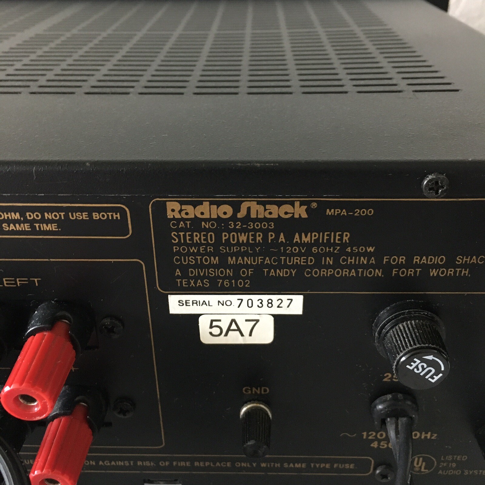 Radio Shack MPA-200 - 2 Channel Stereo Power Amplifier ~ Untested