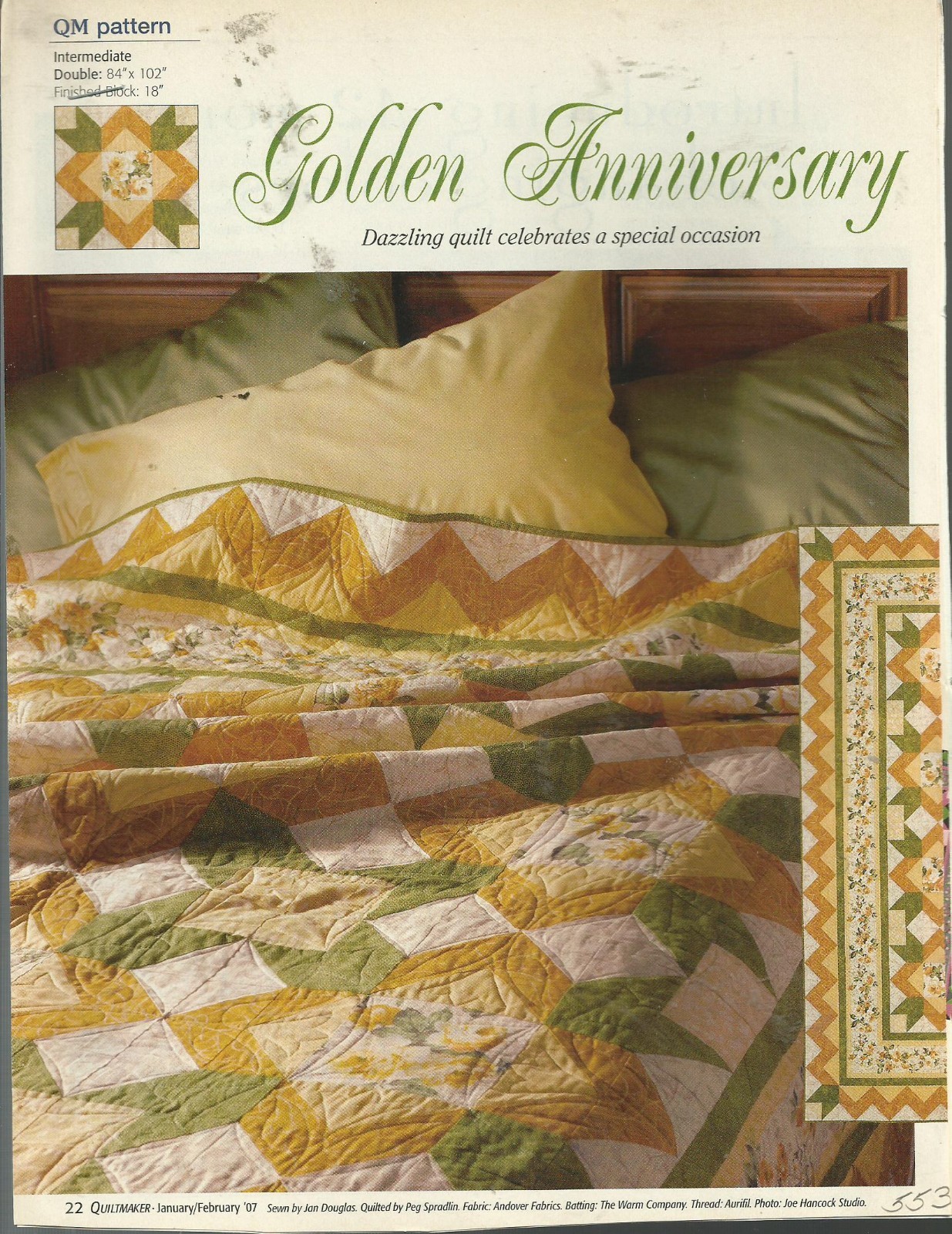 C0729  GOLDEN ANNIVERSARY  QUILT PATTERN/INSTRUCTIONS